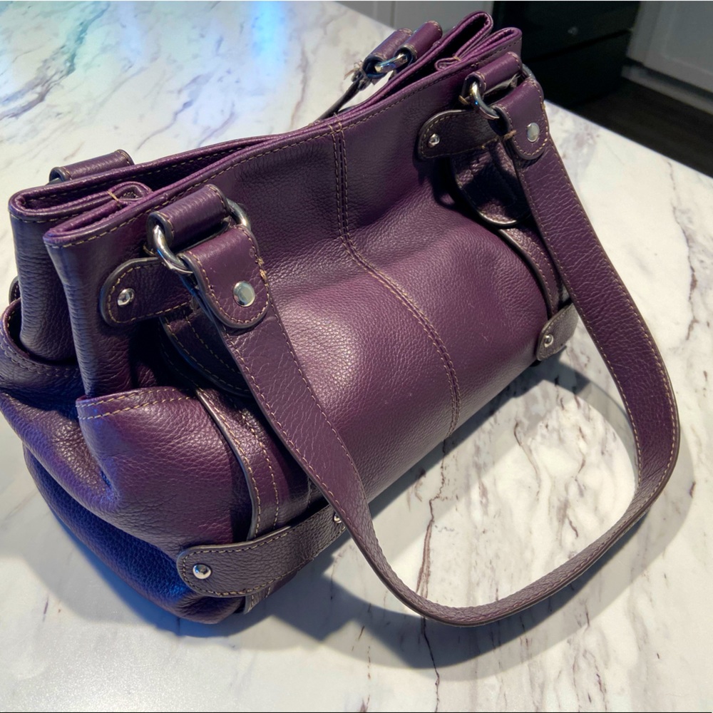 Tignanello Purple Purse Leather Medium